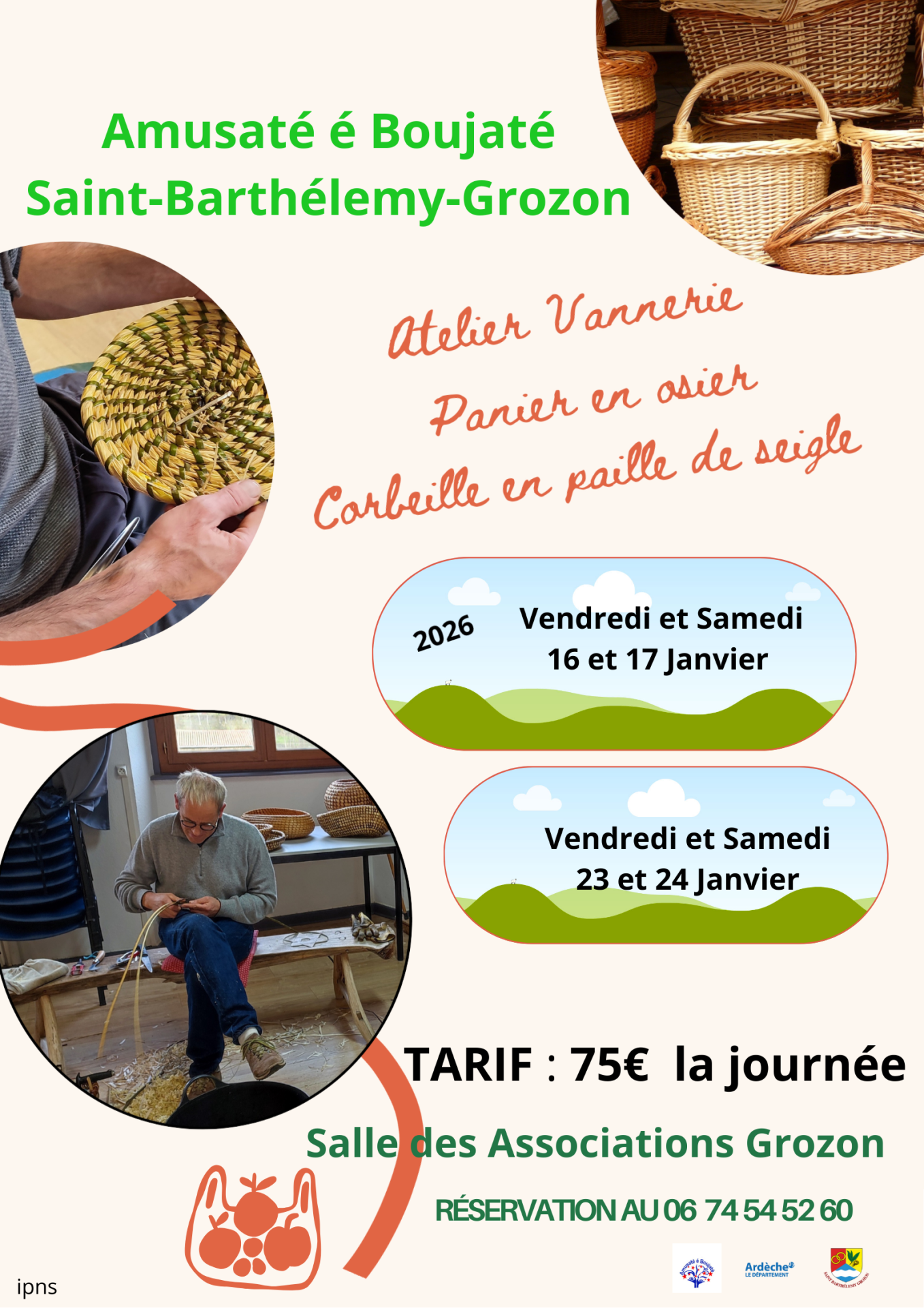 Atelier vannerie panier en osier ou corbeille en paille de seigle 4